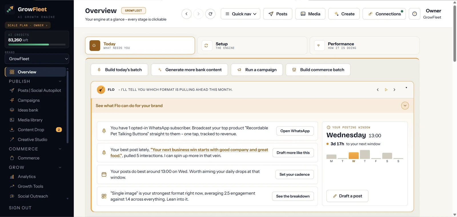 Each client brand runs its own engine, switched from one seat via the brand selector