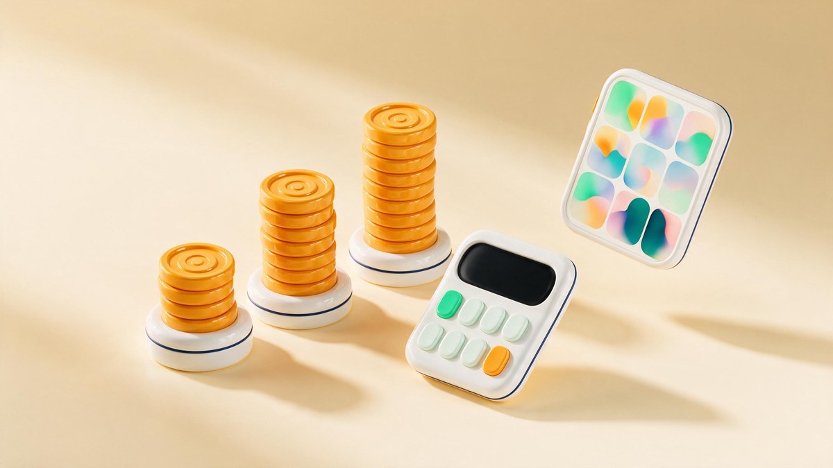A UK small business owner's desk at dawn with a phone showing a social feed, a coffee and a small stack of pound coins